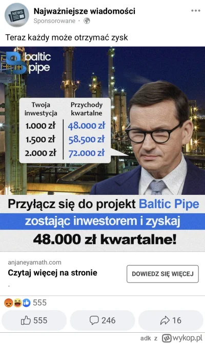 adk - #facebook #oszukujo #oszustwo #niebezpiecznik Taka reklama mi się dziś wyświetl...