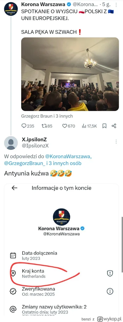 banzi - Konto brauniarstwa nadaje przez VPNa z Niderlandów. No kto by się spodziewał
...