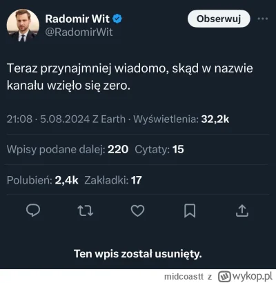 midcoastt - Zaczyna się etap kasowania wpisówXD

#kanalzero