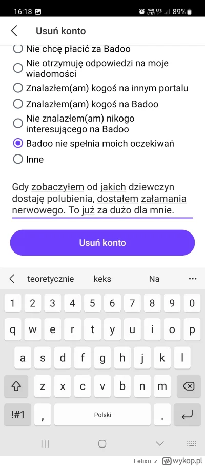 Felixu - #przegryw #badoo #rozowepaski #tinder #niebieskiepaski Zacząłem procedurę us...