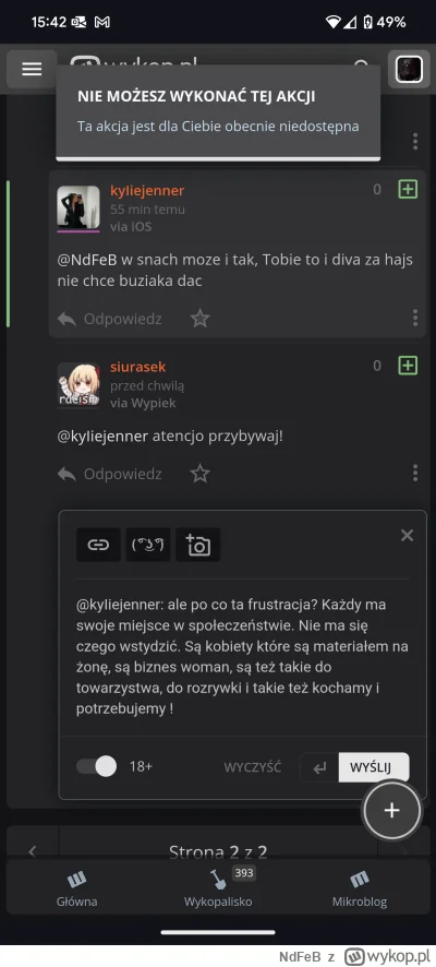 N.....B - Najpier desperackie zabieganie o atencję, a potem blokowanie za wyrażenie w...