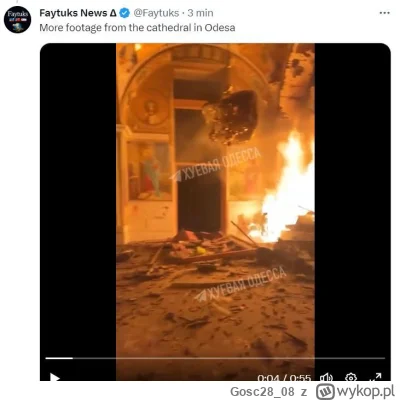 Gosc28_08 - #ukraina silny ostrzał centrum Odessy, płonie jedna z katedr