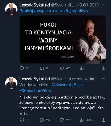 Mjj48003 - Leszek Sykulski be like:

2019 - pokój to tylko mrzonki, odwrócenie uwagi ...