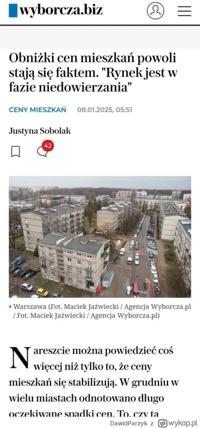 DawidParzyk - "Obniżki cen mieszkań powoli stają się faktem. "Rynek jest w fazie nied...