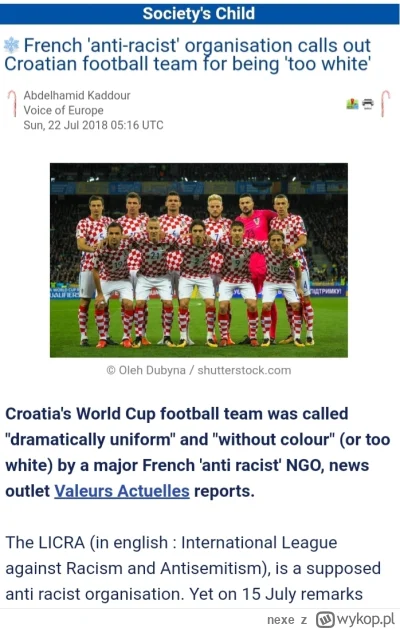 nexe - @DerekK: Przecież już sie doczepili podczas mistrzostw ze Chorwacka drużyna by...