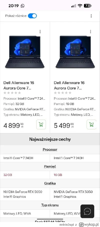 m4rin3spl - Cześć. Są dwa laptopy Dell Alienware Aurora 16 w identycznej specyfikacji...