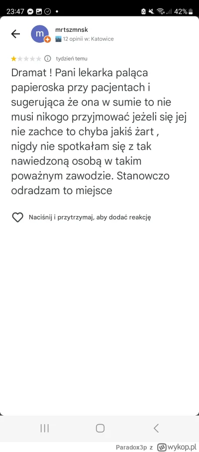Paradox3p - Część wykopki, znalazłem taką perełkę w opiniach Googla jak się wejdzie w...