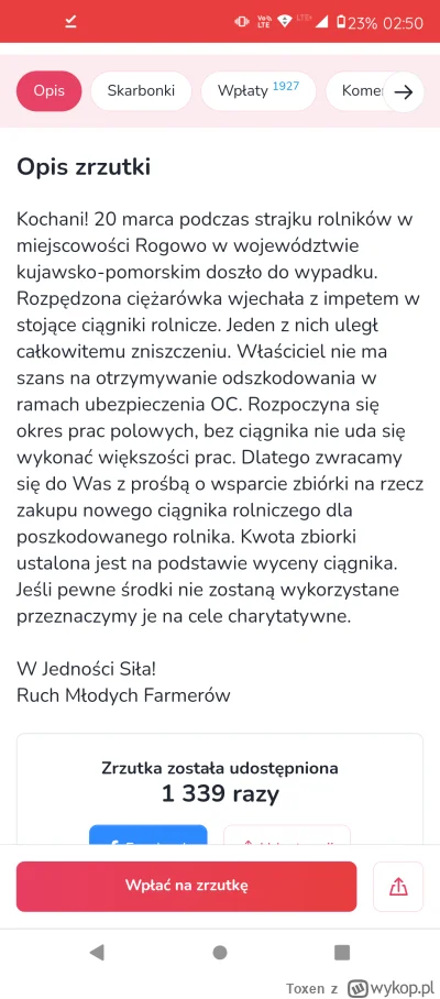 Toxen - #protest #rogowo #pasta ?
bądź rolnikiem
masz za tydzień jechać na siewy
w ra...