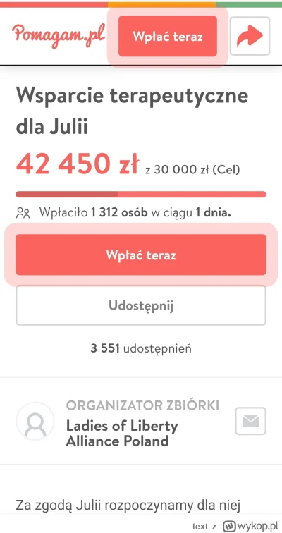 text - Kobiety już uzbierały dla Julki (tej od zabitego w Poznaniu) ciekawe czy rodzi...