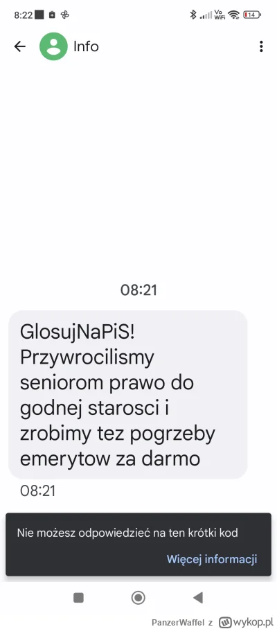 PanzerWaffel - #bekazpisu #wybory 
A co to za gówno przed chwilą dostałem? Od kogo to...