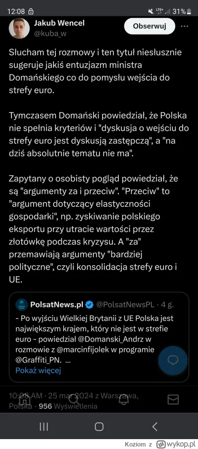 Koziom - Polsat News wycięło wypowiedź Domańskiego, aby zabrzmiało tak, że ten jest z...