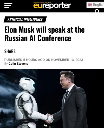 Kumpel19 - Elon Musk będzie prelegentem na rosyjskiej konferencji AI Journey 2023 poś...