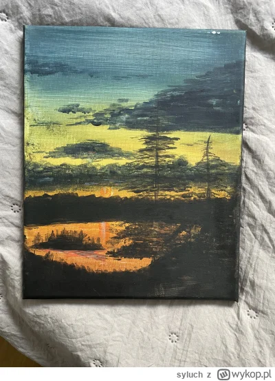 syluch - Na pierwszy zdjęciu mój pierwszy obraz który namalowałem jakoś na wiosnę. Na...
