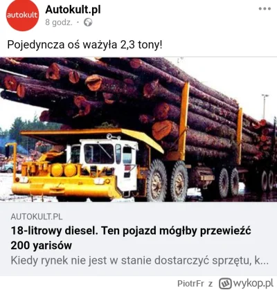PiotrFr - 2 dni temu pytałem czy Toyota stała się już miarą wagi w Polsce. Najwyraźni...