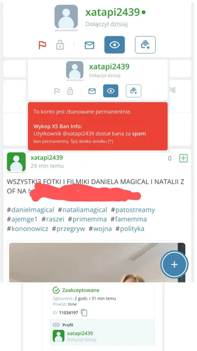 CzikaKiri - #powiadomienietoniedonos #stopspamerom #spijslodkoaniolku 

Spamował pół ...