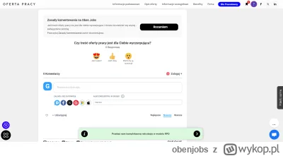 obenjobs - W końcu portal pracy na którym można komentować oferty pracy (na dowód scr...