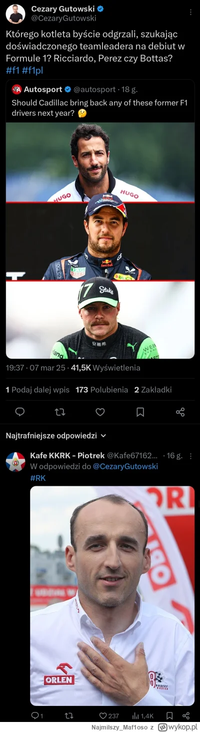 Najmilszy_Maf1oso - A wy odgrzaliście już swojego kotleta?
#f1 #kubica #witajcienajmi...