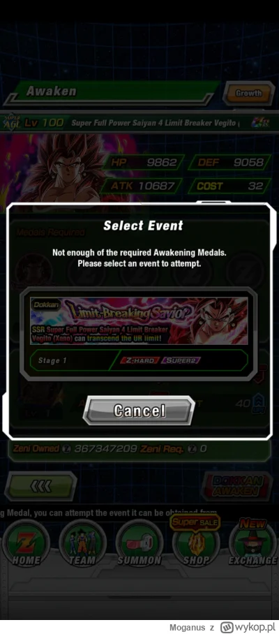 Moganus - #dokkanbattle co do ChUa brakuje mi 7 medali do ulepszenia vegitooo :/