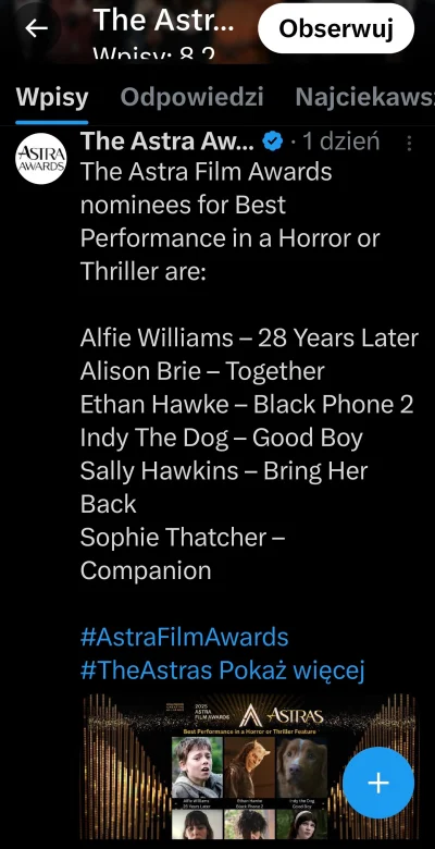 patryk-wuwuw - #ciekawostki #psy #filmy

Festiwal filmowy Astra Film Awards ogłosił n...