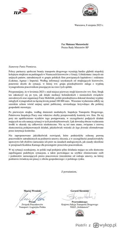 PiotrFr - Związek pracodawców i NSZZ Solidarność napisały list do Morawieckiego, żeby...