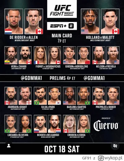 GF91 - #ufc Witam wszystkich serdecznie w dzień przed galą! Jutrzejszej nocy przenosi...