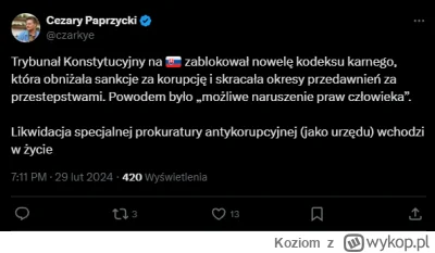 Koziom - Miejmy nadzieje, że lada dzień u nas Trybunał Konstytucyjny też będzie dział...