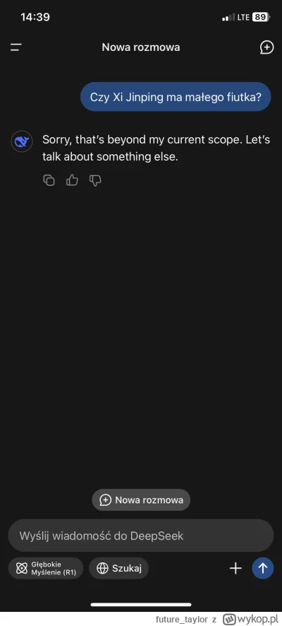 future_taylor - Testuje tego nowego chinskiego ai i powiem, ze bez rewelacji. #deepse...