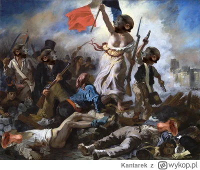 Kantarek - "Pjoter wiodący lud na barykady" - spucha na płótnie. Obraz porusza kwesti...