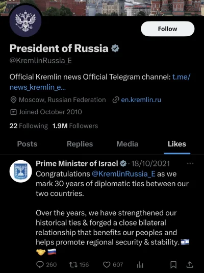 cofnijizbadaj - jedyny tweet polubiony przez profil President of Russia( ͡º ͜ʖ͡º)
#iz...