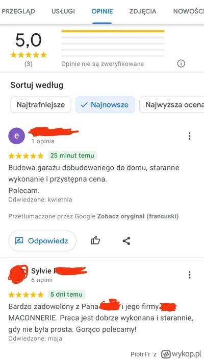 PiotrFr - Zostałem posiadaczem największej ilości ocen w google pośród okolicznych mu...