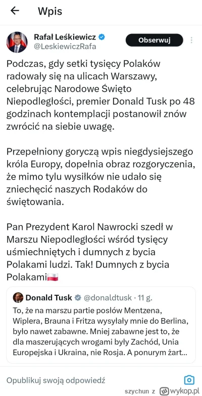 szychun - #polityka #bekazpisu a się Batyrowcy zesrali na wpis Pana Premiera xd kiepś...