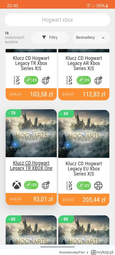 AnonimowyPan - Mirki chce sobie kupić grę hogwart mam #xbox series s i na stronie są ...