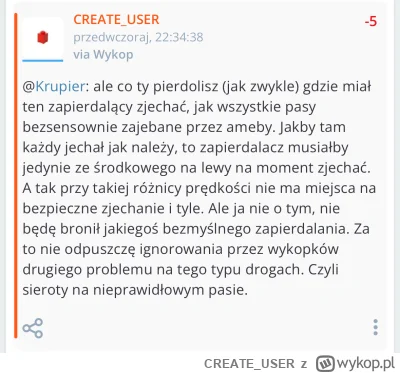 CREATE_USER - @Krupier: weź już się o-------l. Rozłożenie ruchu? W tamtym przypadku 2...