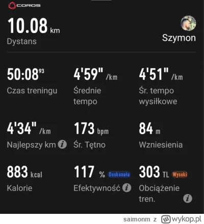 saimonm - Tętno z zegarka, zapomniałem zabrać paska.