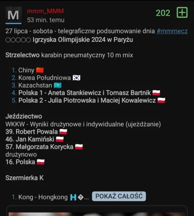 pokyw12 - @mmm_MMM u mnie też pokazuje 4 i 5 miejsce w strzelectwie i miałem pytać cz...