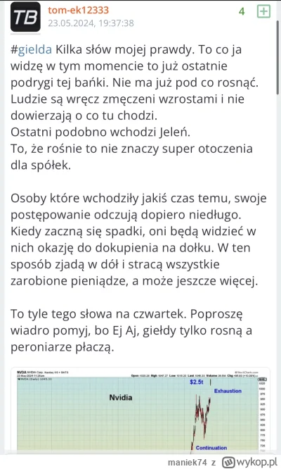 maniek74 - @nieumieminwestowac a jakbyś go posłuchał 1,5 roku temu to bys się wyzerow...