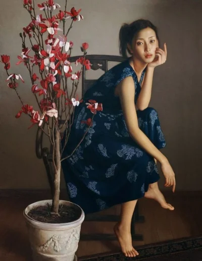GARN - #sztuka #art #malarstwo #obrazy autor: Li Guijun (Chinese, born 1964) | 玉兰 (Yu...