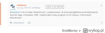 BobMarlej - #tvpis
Ja to już wczoraj wiedziałem, jeszcze przed komunikatem Czyża (tyl...