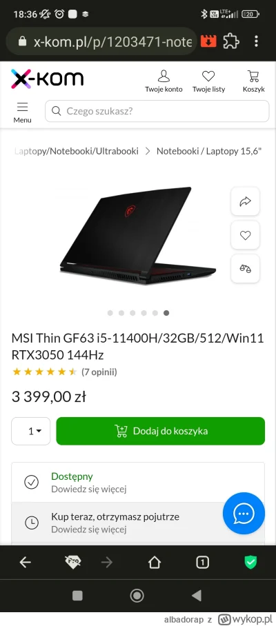 albadorap - Mirki potrzebuje laptoka do biura, budżet 3.5k
Wymagania: 
SSD M2 min 512...