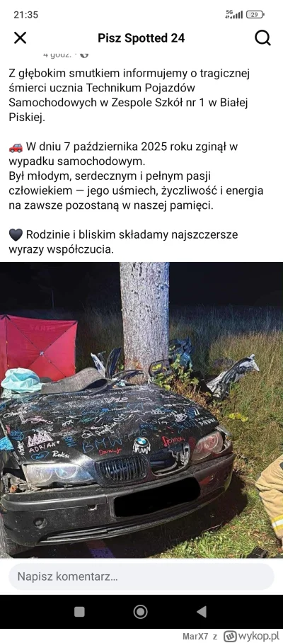 MarX7 - Piękne te BMW. Typ 18 lat ginie na drzewie.
https://pisz.policja.gov.pl/o16/a...