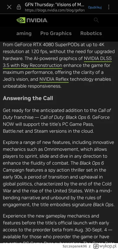 Szczepanek96 - Siemka. Nowy COD (Black OPS 6) będzie dostępny w Geforce Now na premie...