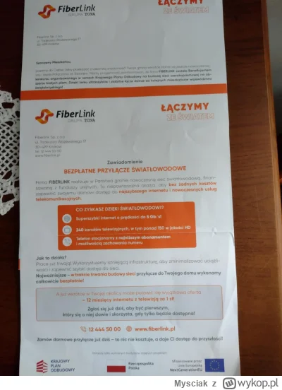 Mysciak - Mirki dziadkowie dostali taki list apropo światłowodu. Na pierwszy rzut oka...