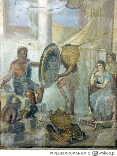 IMPERIUMROMANUM - Rzymski fresk ukazujący Hefajstosa wykuwające złotą broń dla Achill...