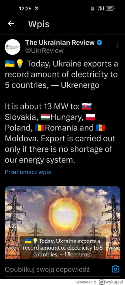 Grooveer - Rosja nie dość, że nie dała rady zniszczyć infrastruktury elektrycznej Ukr...
