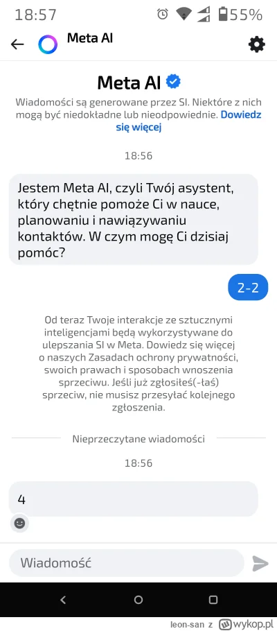 leon-san - Już widzę tą jakość jak na ich czatbocie