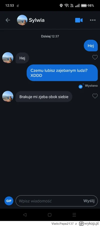 ViaticPapa2137 - Może jakiś pomysł co mam jej odpisać? XD
#blackpill #przegryw #redpi...