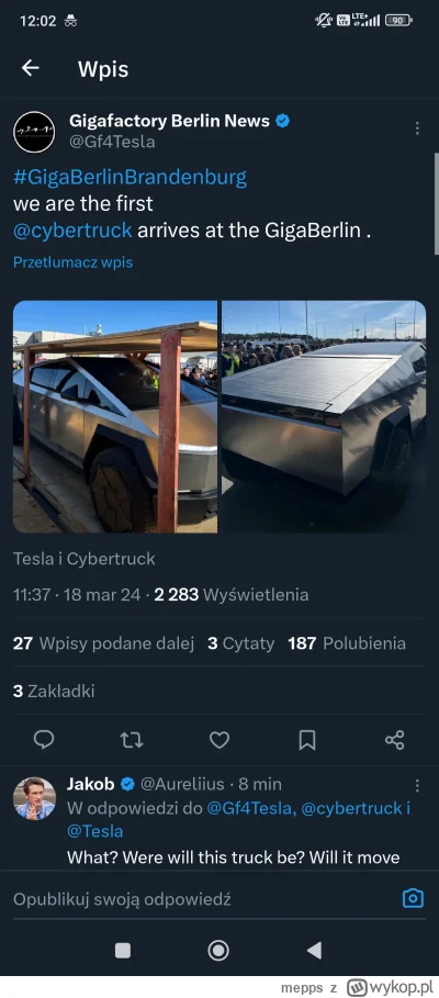 mepps - Chyba pierwszy #tesla #cybertruck w Europie ( ͡º ͜ʖ͡º) pewnie bez homologacji...