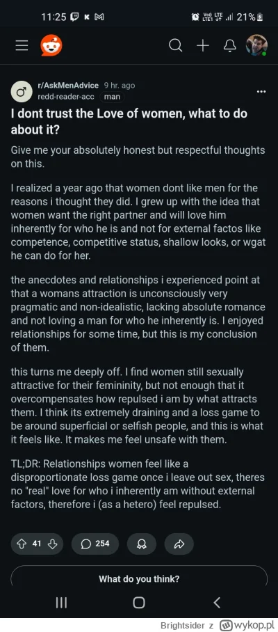 Brightsider - Nie spodziewałem się takich tejków na mocno sojackim reddicie xD
#przeg...