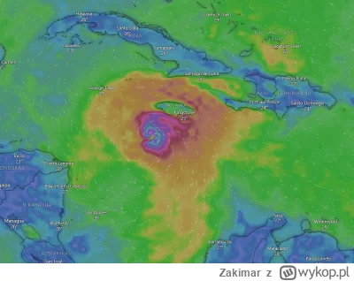 Zakimar - na Jamajce chyba zaraz będa mięli spory problem. W porywach do 140km/h. Szy...