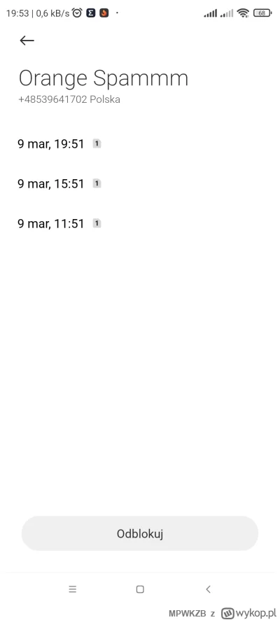 M.....B - #orange dzwonią co 4h xd, dobrze, że xiaomi miui ma funkcję blokowania nume...